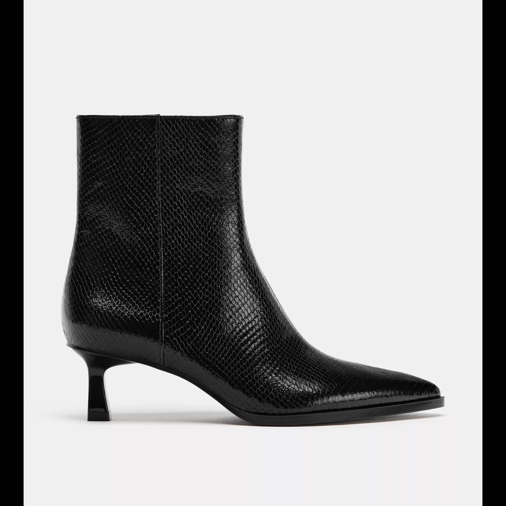 Zara embossed heeled ankle boots